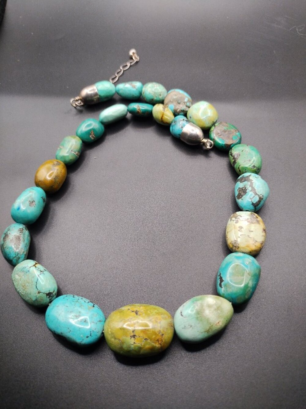 Jay King DTR Hubei Turquoise nugget necklace 925 Sterling Silver Chunky - Picture 4 of 9